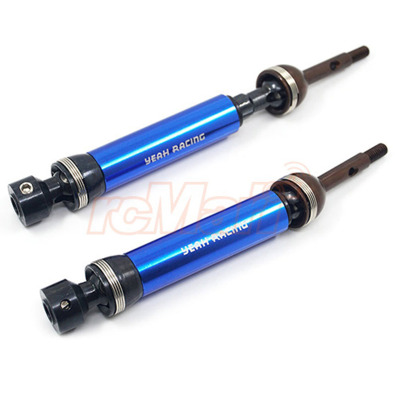 YEAH RACING TRSL-015RBU HD TOOL STEEL REAR UNIVERSAL DRIVE SHAFTS FITS 1/10 SLASH STAMPEDE 4X4 BLUE