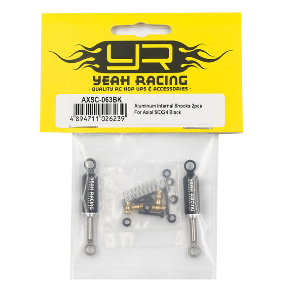 YEAH RACING AXSC-063BK ALUMINIUM INTERNAL SHOCKS 2 PIECES V2 FOR AXIAL SCX24 BLACK