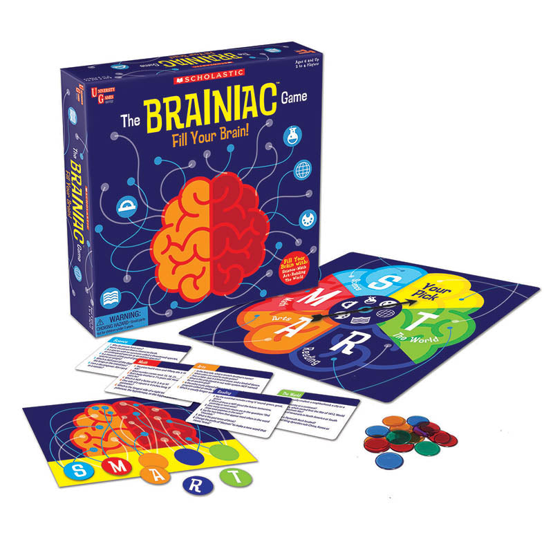 SCHOLASTIC THE BRAINIAC GAME FILL YOUR BRAIN CARD GAME