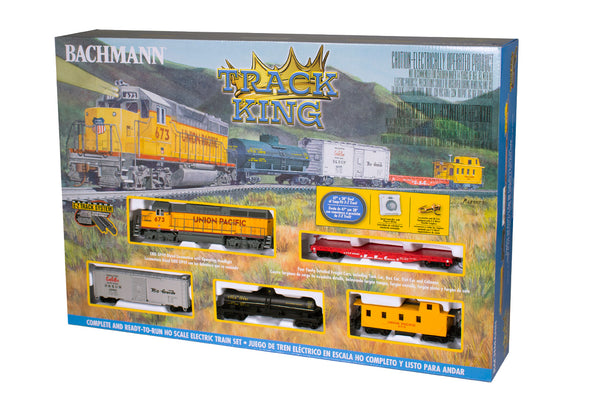 BACHMANN 766 TRACK KING E-Z TRACK SYSTEM UNION PACIFIC EMD GP40 DIESEL LOCOMOTIVE AND FOUR CARS HO MODEL TRAIN SET