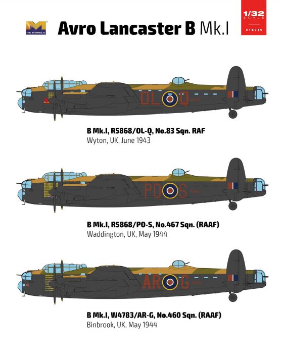 HK MODELS 01E010 AVRO LANCASTER B MK.I 1/32 SCALE PLASTIC MODEL KIT BOMBER