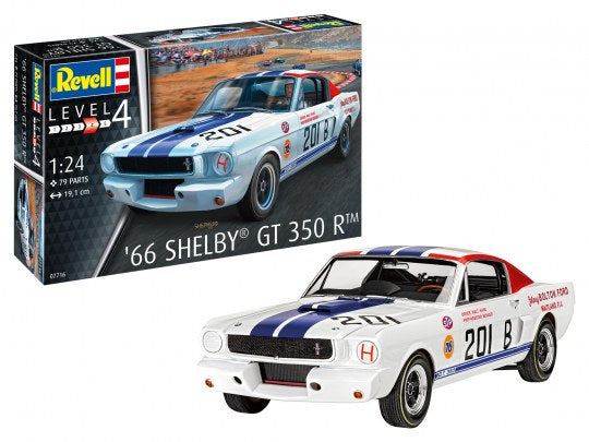REVELL 07716 66 SHELBY MUSTANG GT 350 R TRACK CAR INCLUDES PAINT AND GLUE 1/24 SCALE PLASTIC MODEL KIT