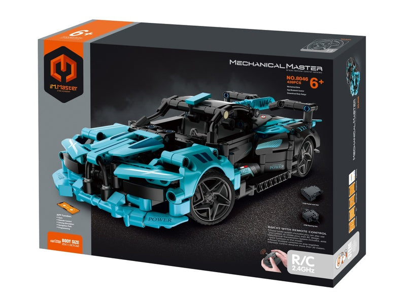 MECHANICAL MASTER 8046 2.4G REMOTE CONTROL AND APP PROGRAMMING BRIGHT BLUE SUPER CAR 439 PIECE STEM BUILDING BLOCK KIT