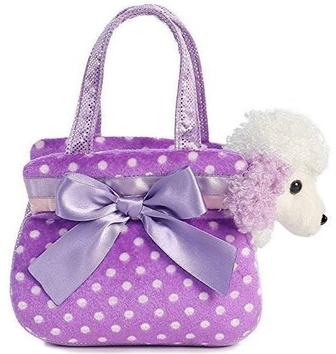 FANCY PALS WESTIE IN PURPLE POLKA DOT BAG