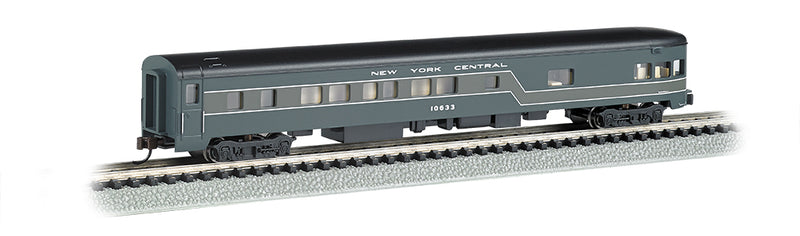 BACHMANN 14355 NY CENTRAL 85FT SMOOTH SIDE OBERVATION WITH LIGHTED INTERIOR N SCALE MODEL TRAIN PASSENGER CAR