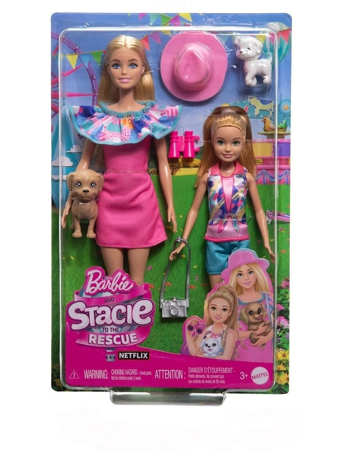 BARBIE AND STACIE TO THE RESCUE SISTER DOLL SET WITH 2 DOGS AND ACCESSORIES