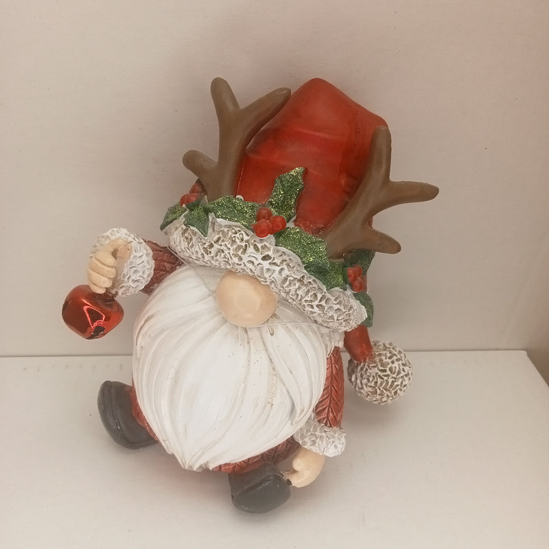 COTTON CANDY SITTING GNOME SANTA WITH BELL 17CM