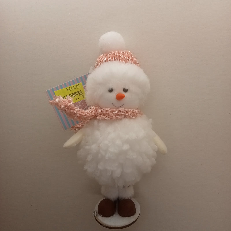 COTTON CANDY SNOWMAN STANDING DECORATION PINK