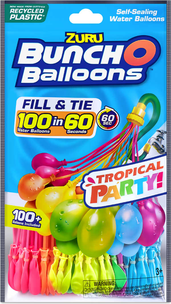 ZURU BUNCH-O-BALLOONS TROPICAL PARTY FILL AND TIE 100 WATER BALLOONS IN 60 SECONDS
