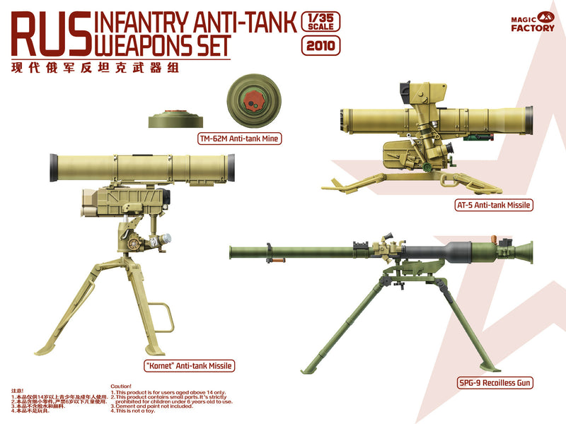 MAGIC FACTORY 2010 RUS INFANTRY ANTI-TANK WEAPONS SET 1/35 SCALE PLASTIC MODEL WEAPONS KIT