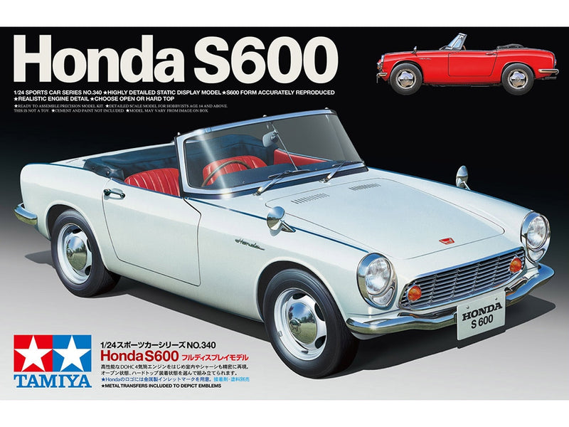 TAMIYA 24340 HONDA S600 SPORTS COUPE 1/24 SCALE PLASTIC MODEL KIT