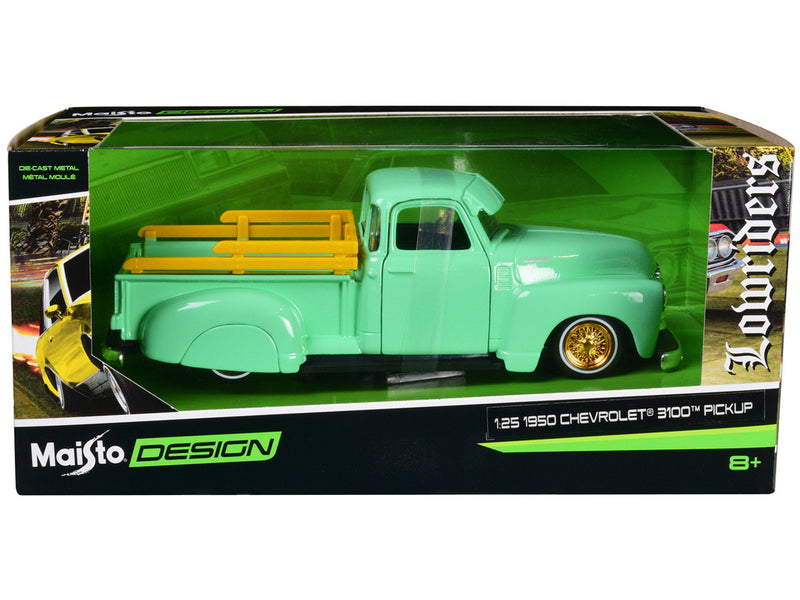 MAISTO 32545 DESIGN LOWRIDERS 1950 GREEN CHEVROLET 3100 PICKUP 1:25 SCALE DIECAST MODEL CAR