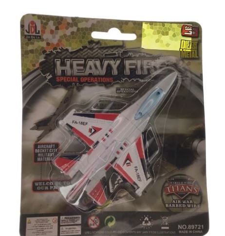 JIN DE LE HEAVY FIRE DIECAST WHITE FLALCON MILITARY PLANE