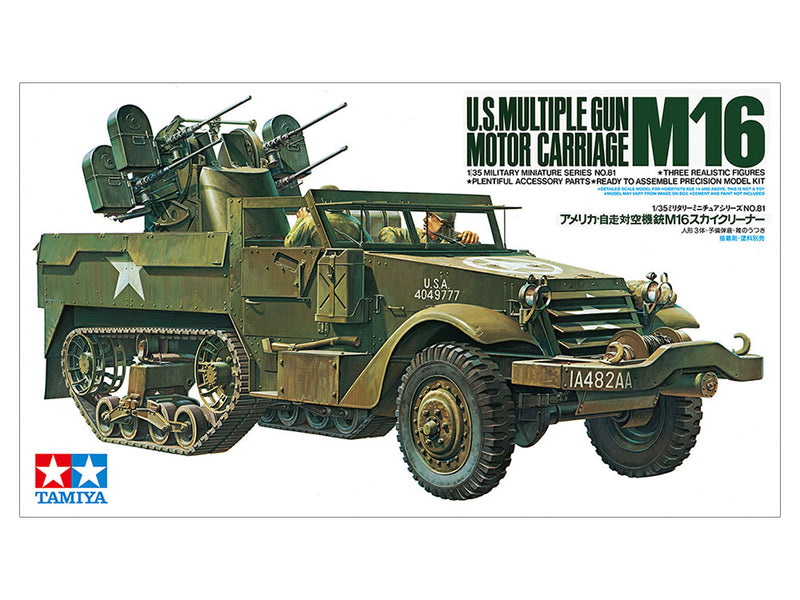 TAMIYA 35081 US M16 MULITIPLE GUN CARRIAGE HALFTRACK VEHICLE 1/35 SCALE PLASTIC MODEL KIT