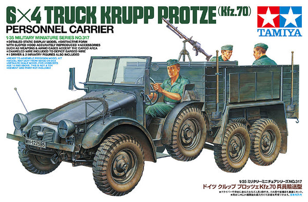 TAMIYA 35317 6X4 TRUCK KRUPP PROTZE KFZ.70 PERSONNEL CARRIER 1/35 SCALE PLASTIC MODEL KIT TRUCK