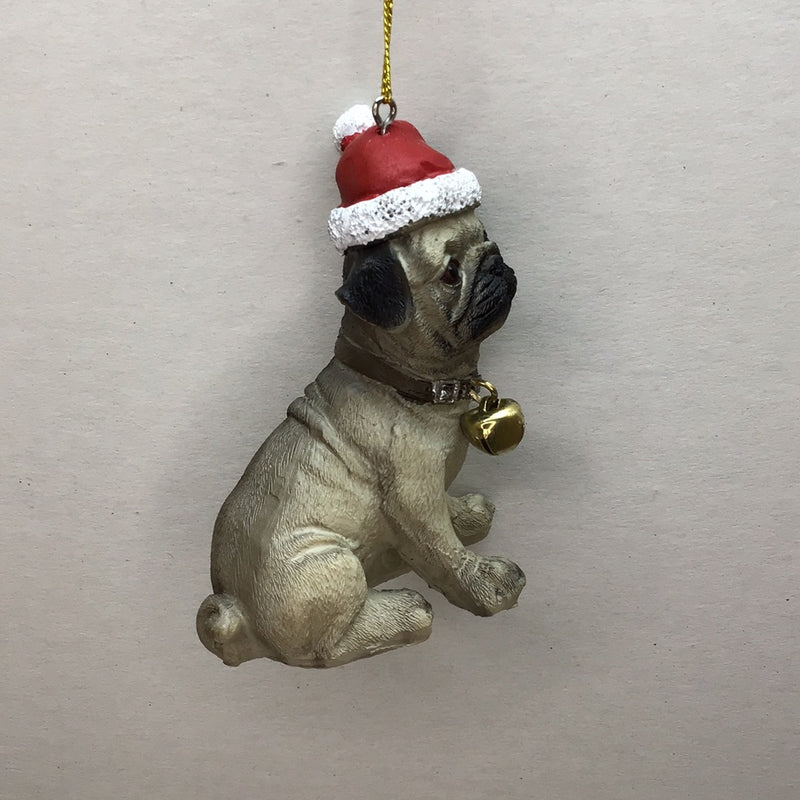 CHLOES GARDEN CHRISTMAS HANGING DECORATION PUG PUPPY