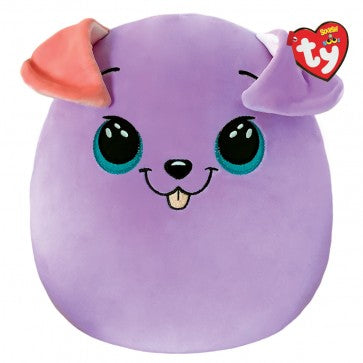 TY SQUISHY BEANIES BITSY PURPLE DOG 35CM SQUISH PLUSH