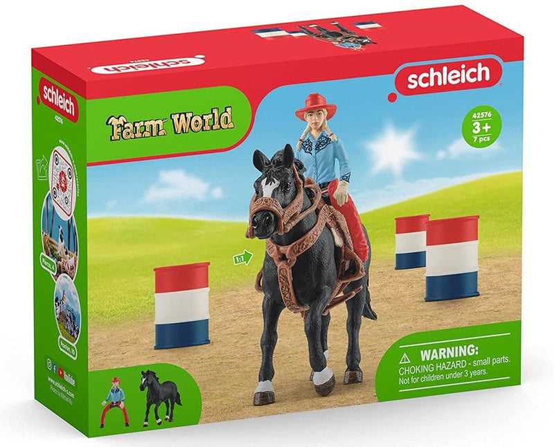 SCHLEICH 42576 FARM WORLD COWGIRL BARREL RACING FUN 7PC