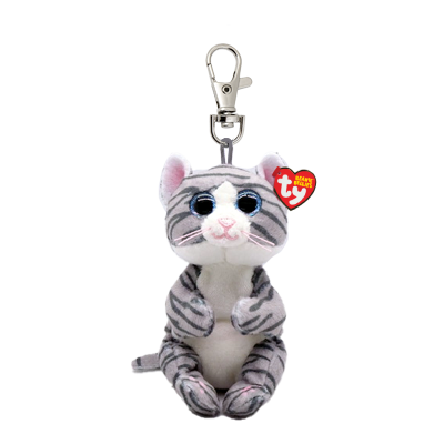 TY BEANIE BOOS MITZI GREY TABBY CAT PLUSH CLIP