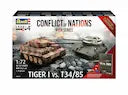 REVELL 05655 CONFLICT OF NATIONS WWII SERIES TIGER 1 V T34/85 LIMITED EDITION TANK SERIES 1/72 SCALE PLASTIC MODEL KIT