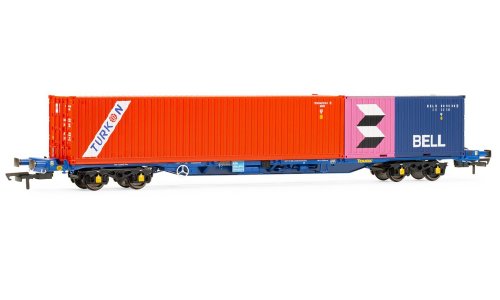 HORNBY R60224 TOUAX KFA CONTAINER WAGON WITH 2 CONTAINERS  ERA 11 OO SCALE MODEL RAILWAYS
