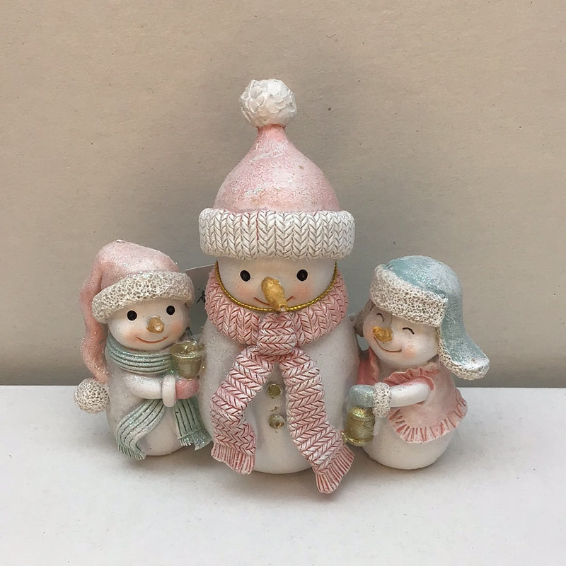 CHLOES GARDEN SNOWMAN FAMILY COUPLE 10CM