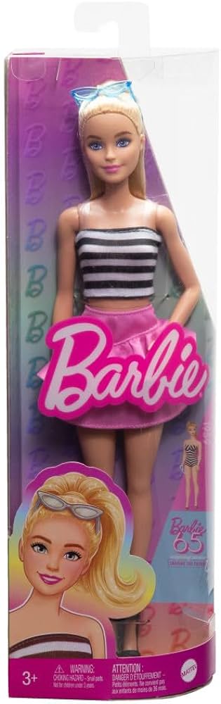 BARBIE FASHIONISTAS DOLL 1959 65 INSPIRING STORIES 213 BLONDE HAIR WITH STRIPED TOP AND PINK SKIRT