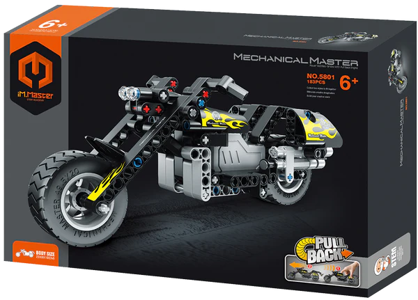 MECHANICAL MASTER 5801 BLACK PULL BACK MOTORCYCLE 183 PIECE STEM BUILDING KIT