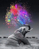 5D DIAMOND PICTURE - ELEPHANT RAINBOW SPLASH - HI STONE KIT 30CM X 30CM