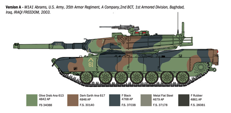 ITALERI 6596S M1A1 ABRAMS TANK WITH AUSTRALIAN DECALS 1/35 SCALE PLASTIC MODEL KIT