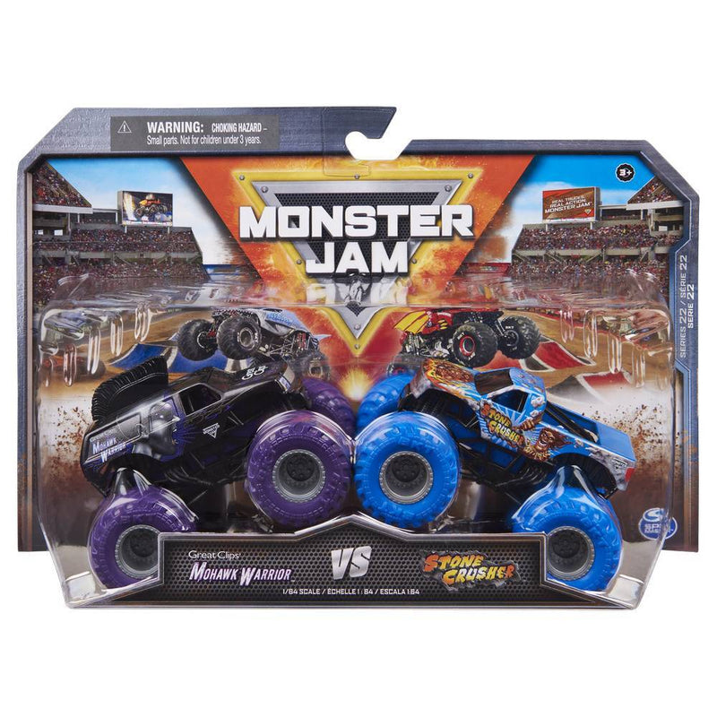 MONSTER JAM SERIES 22 MOHAWK WARRIOR VS STONE CRUSHER 1/64 SCALE