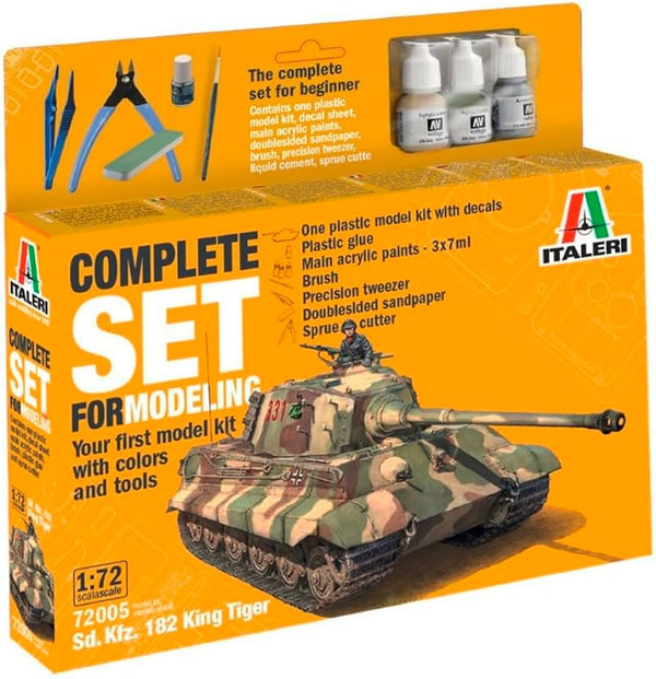 ITALERI 72005 COMPLETE SET FOR MODELING SD. KFZ. 182 KING TIGER 1/72 SCALED PLASTIC MODEL KIT