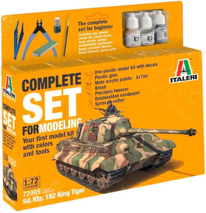 ITALERI 72005 COMPLETE SET FOR MODELING SD. KFZ. 182 KING TIGER 1/72 SCALED PLASTIC MODEL KIT