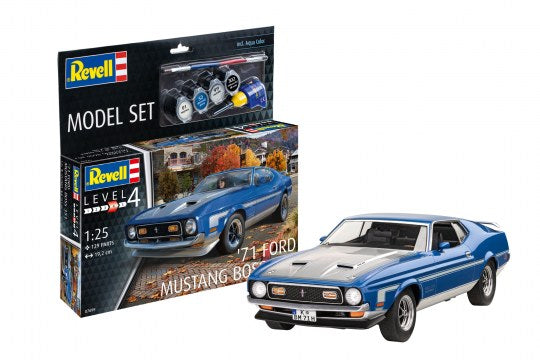 REVELL 67699 1971 FORD MUSTANG BOSS 351 INCLUDES PAINT AND GLUE 1/25 SCALE PLASTIC MODEL KIT