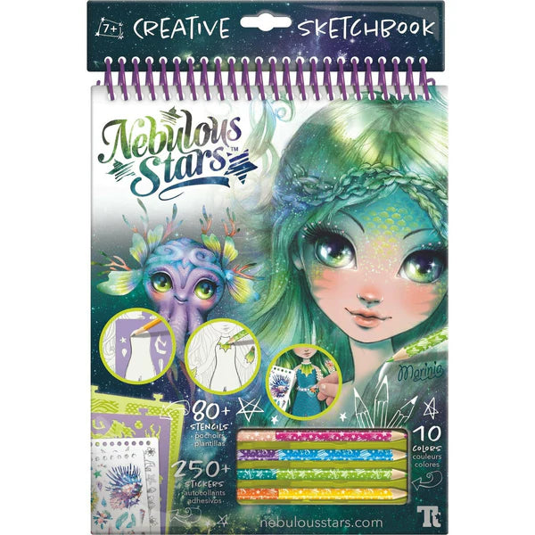 NEBULOUS STARS MARINIA SKETCHBOOK INCLUDES 10 COLOURED PENCILS 80 STENCILS AND 250 STICKERS