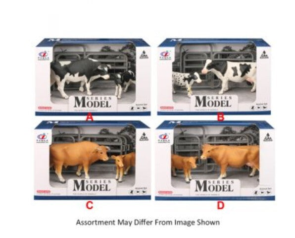 MODEL SERIES 179182 FARM ANIMALS MALE CHESTNUT COW AND CALF SET