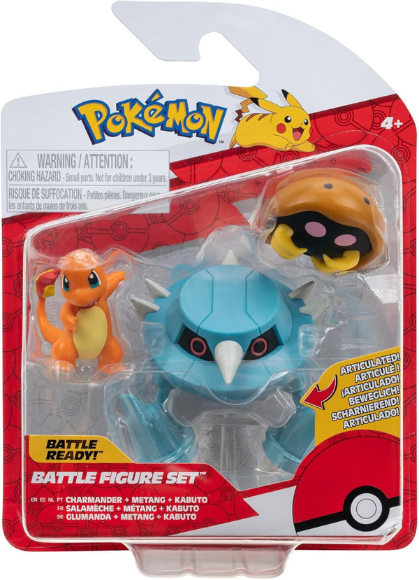 POKEMON 3 FIGURE PACK  WITH CHARMANDER METANG AND KABUTO