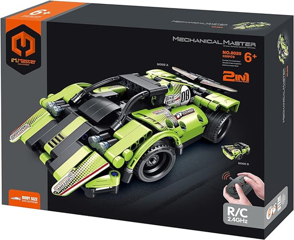 MECHANICAL MASTER 8020 PRO 2.4G REMOTE CONTROL AUTO SPORT GREEN CAR 2-IN-1 335 PIECE STEM BUILDING BLOCK KIT