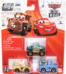 DISNEY PIXAR CARS ON THE ROAD MINI RACERS 3 PACK INCLUDES PRESIDENT MATER - LIGHTNING MCQUEEN DEPUTY HAZARD - IVY DIECAST METAL CARS