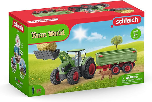 SCHLEICH 42379 FARM WORLD TRACTOR WITH TRAILER