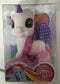 MY LOVELY HORSE WHITE UNICORN WITH PURPLE HORN AND RAINBOW WITH BRUSH