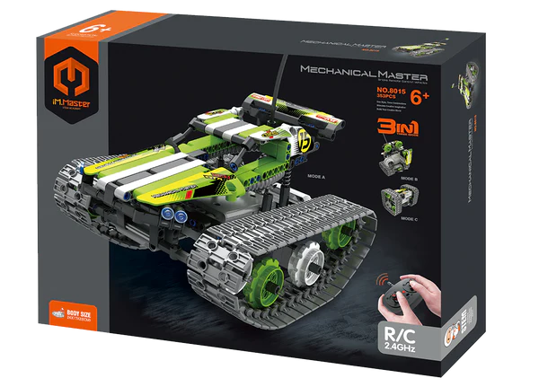 MECHANICAL MASTER 8015 2.4G REMOTE CONTROL GREEN HIGH SPEED STUNT CAR 3-IN-1 353 PIECE STEM BUILDING BLOCK KIT