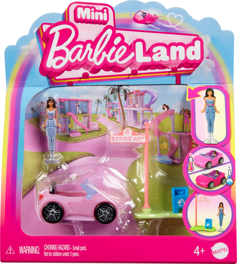 MINI BARBIELAND COLOUR CHANGE CONVERTABLE ICONIC TOY VEHICLE SET