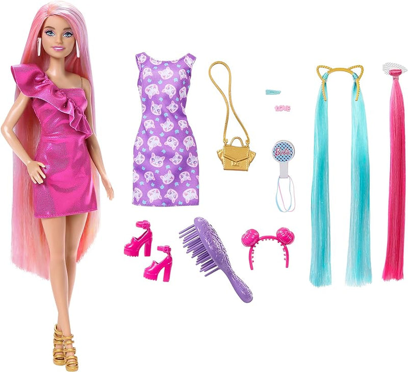 BARBIE FUN AND FANCY DOLL WITH RAINBOW HAIR AND ACCESSORIES