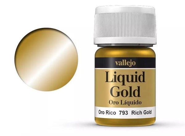VALLEJO 70.793 LIQUID GOLD RICH GOLD ALCOHOL BASED 35ML ACRILYC PAINT