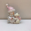 CHLOES GARDEN 9CM SNOWMAN WITH BABY DEER FIGURINE