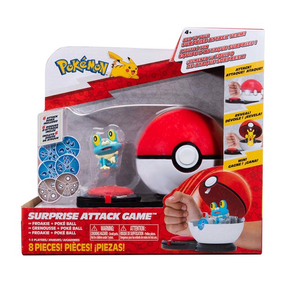 POKEMON SURPRISE ATTACK GAME - FROAKIE AND POKE BALL INCLUDES 8 PIECES