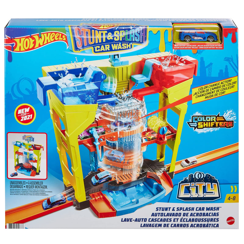 HOTWHEELS CITY STUNT AND SPLASH CAR WASH COLOR SHIFTERS PLAYSET