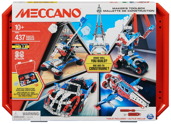 MECCANO 23201 MAKERS TOOLBOX LEVEL 3 437 PARTS INCLUDES TOOLS FOR ENDLESS CREATIONS