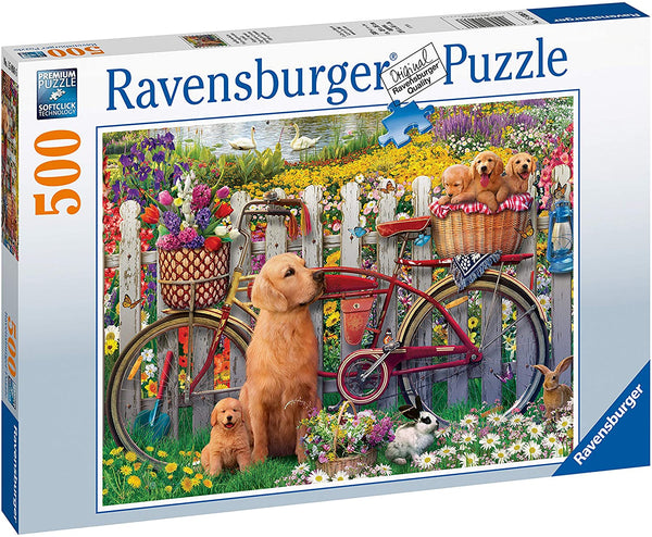 RAVENSBURGER 150366 CUTE DOGS IN THE GARDEN 500PC JIGSAW PUZZLE